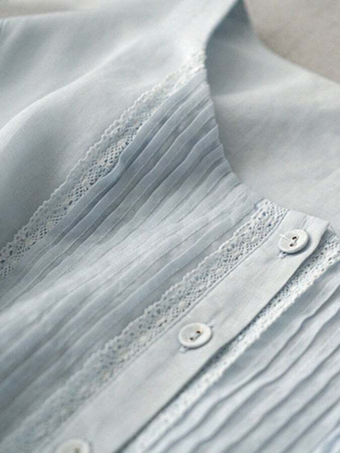Cotton Linen Shirt Accordion Dress