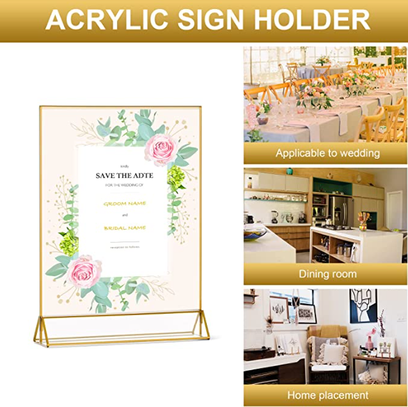Gold Frame Acrylic Sign Holder 8.5x11 in