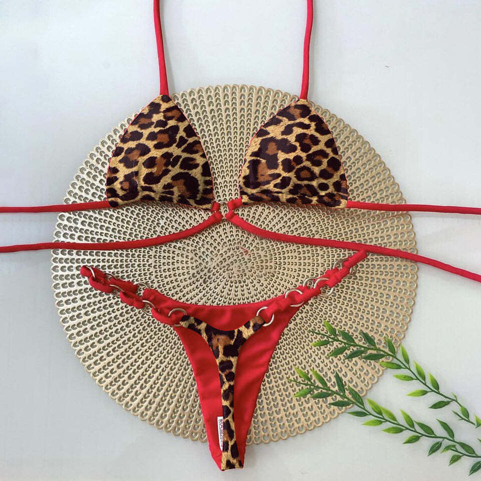 Fashion Leopard Print Sexy Sling Bikini - arthiee