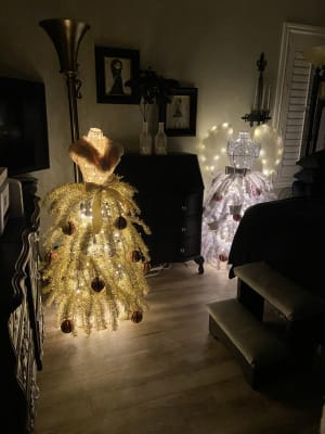 4' Prancer Pre-Lit LED Gold Dress Form Artificial Christmas Tree with Clear Lights