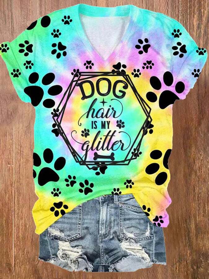Dog Paw Print Short Sleeve T-Shirt