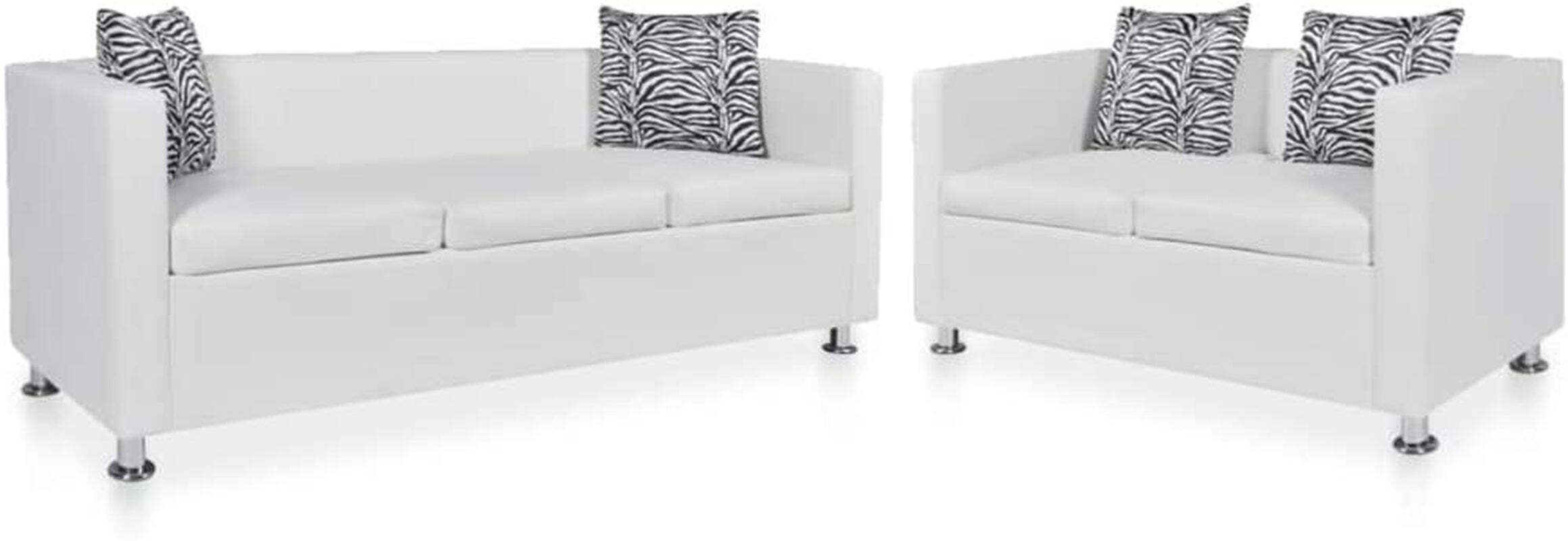 Vidaxl Sofa Set 2Seater and 3Seater White Faux Leather Discount Store