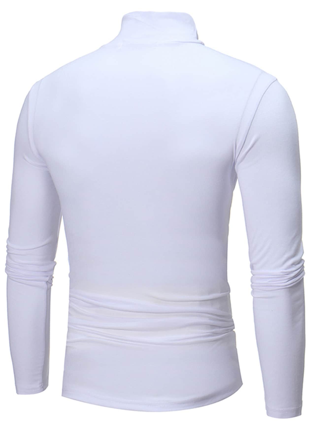 Men Mock Neck Solid Tee