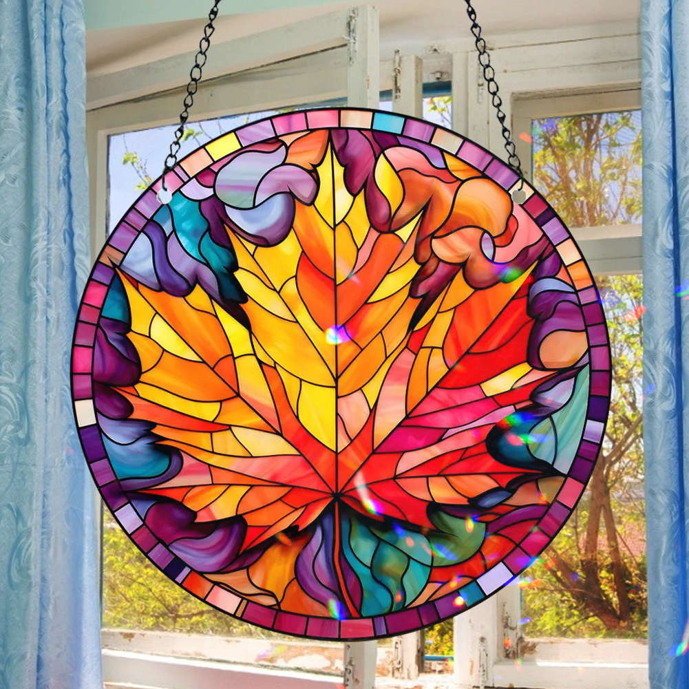 Suncatcher Acrylic Home Decoration Panel Waterproof Maple Leaf