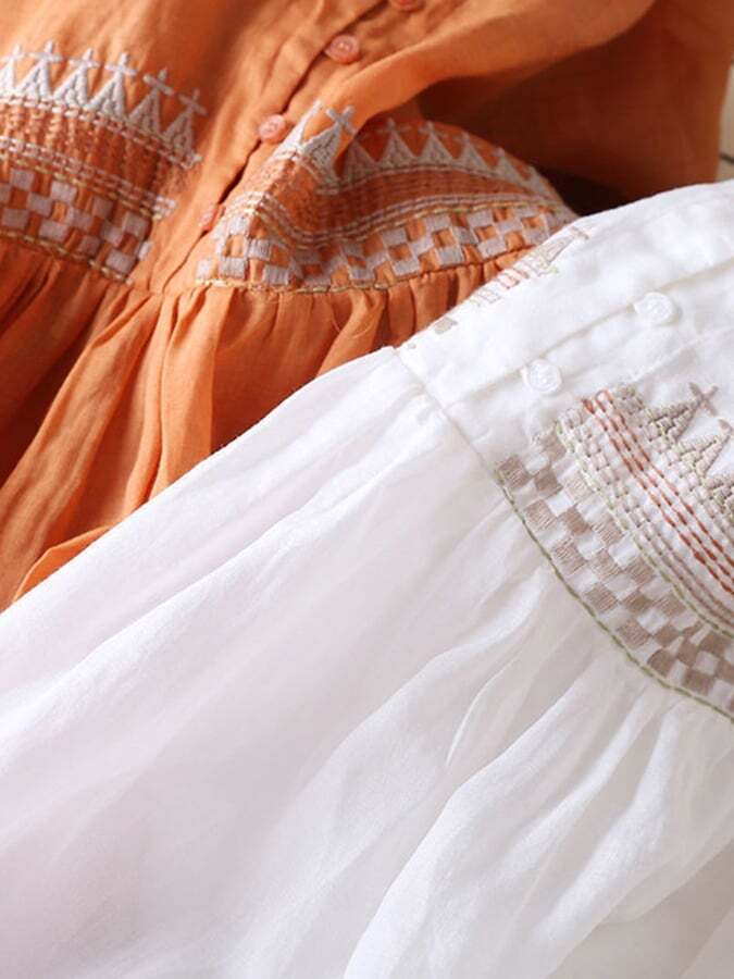 Cotton Linen Embroidered Dress