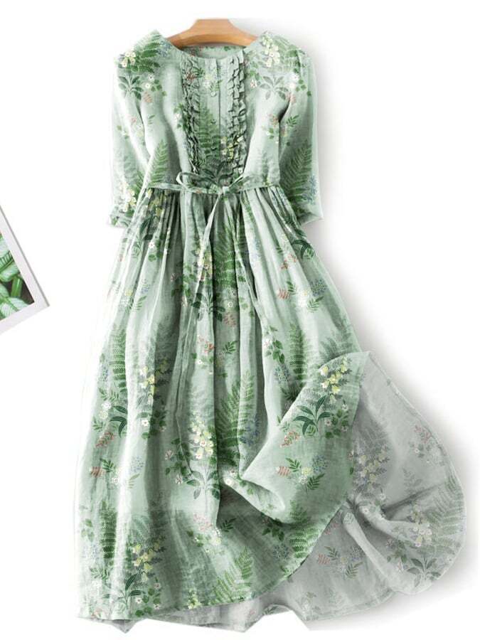 Stylish Elegant Artistic Floral Print Dress
