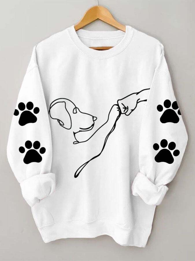 Dog High Five Casual Long-Sleeved Sweatshirt