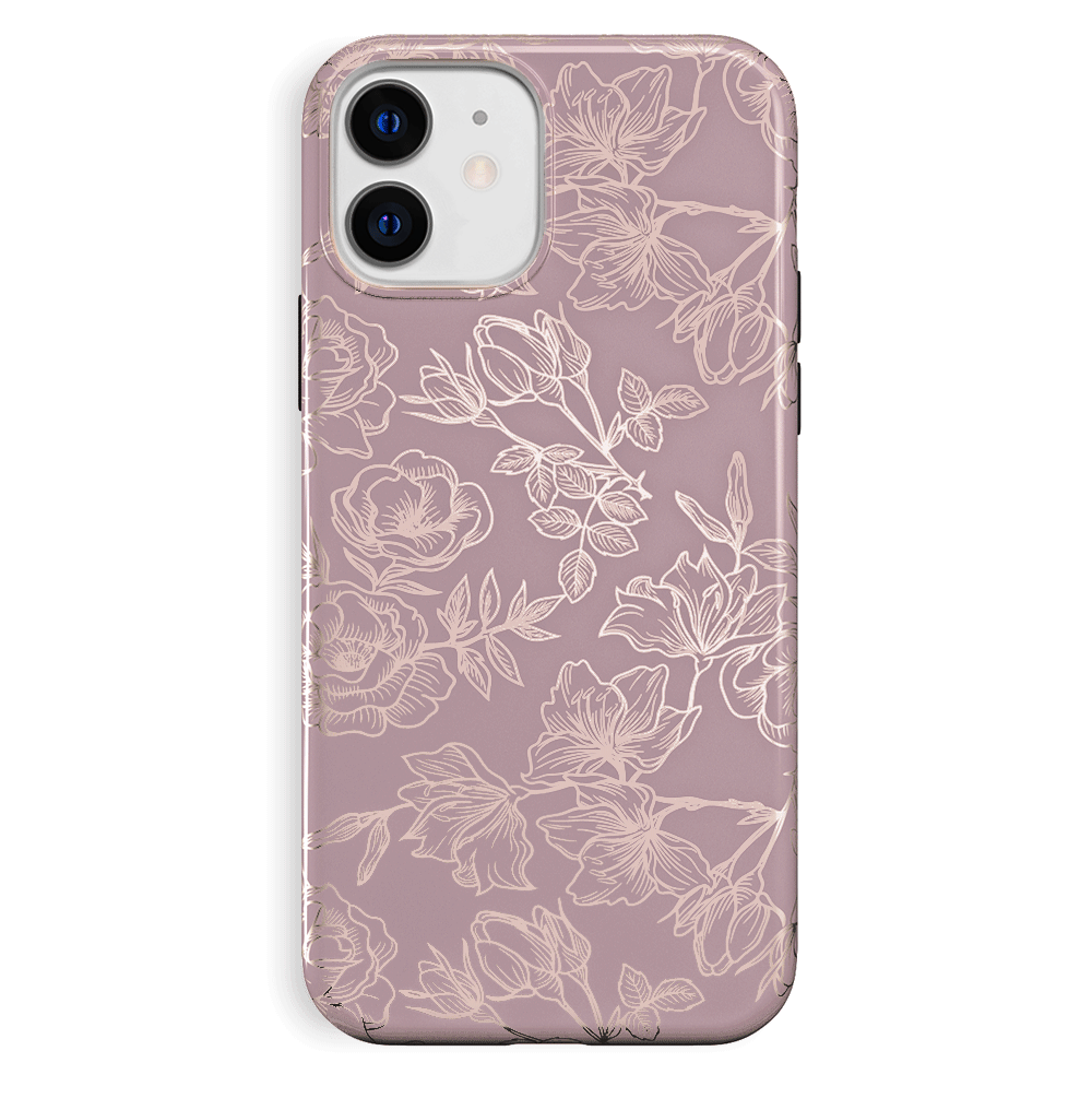 Dusty Rose Chrome Floral iPhone Case