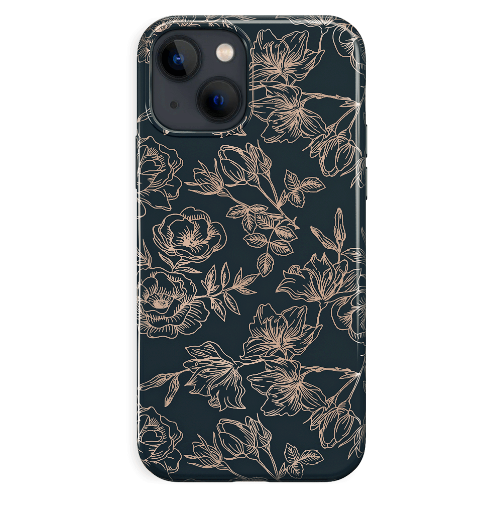 Floral Rose Gold Chrome iPhone Case
