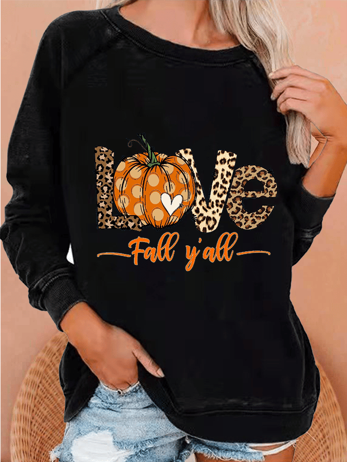 Women's IT'S FALL Y'ALL Print Casual Crewneck Sweatshirt