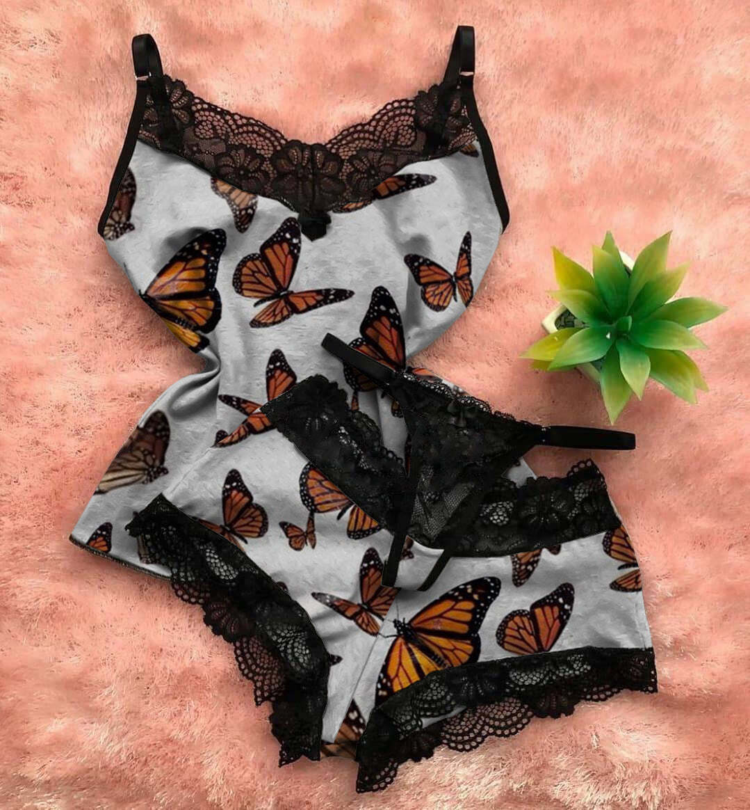 Three-piece butterfly panties comfortable home wear pajamas