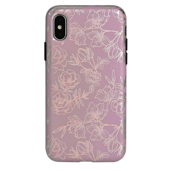 Dusty Rose Chrome Floral iPhone Case