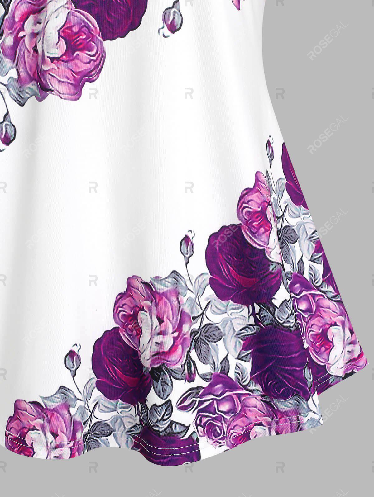 Kiss Rose Swing Tunic Tee and High Waist 3D Jeggings Plus Size Outfit