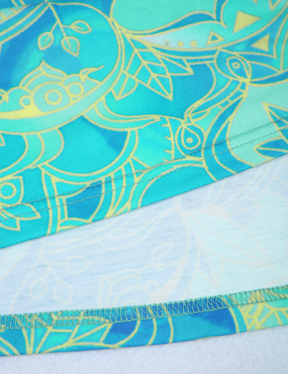 Ocean Blue Mandala Print Short Sleeve Knee-Length Mini Dress