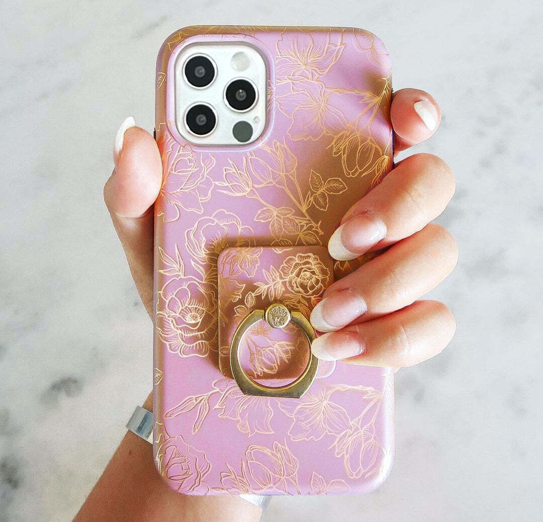 Dusty Rose Chrome Floral iPhone Case