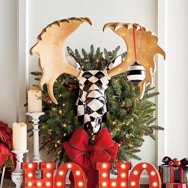 Christmas-Harlequin Moose Head