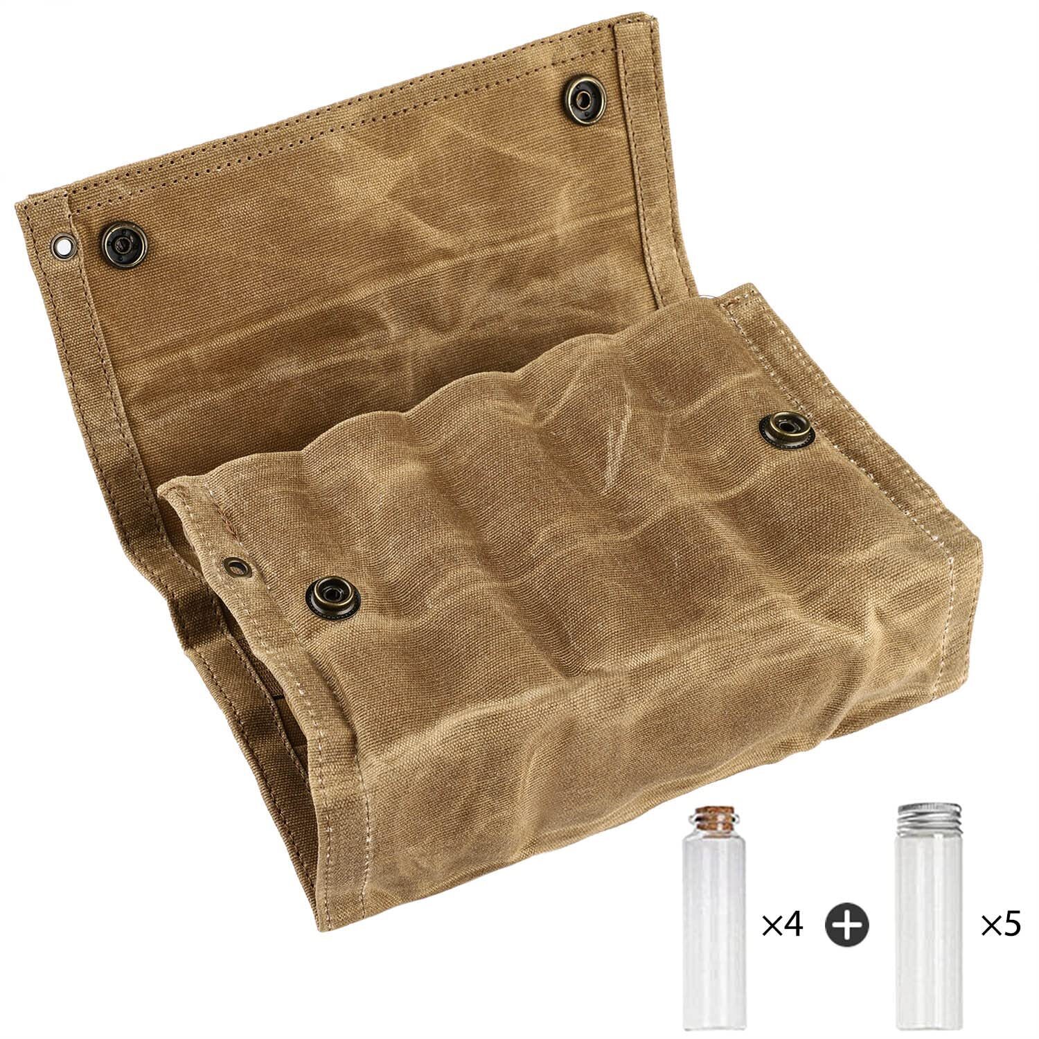 Portable Spice Bag with 9 Spice Jars, Canvas Seasoning Storage Bag Organizer