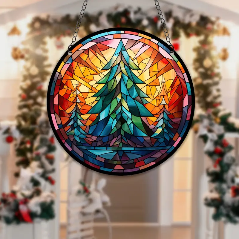 Suncatcher Acrylic Door Sign Hanging Decoration Christmas Tree