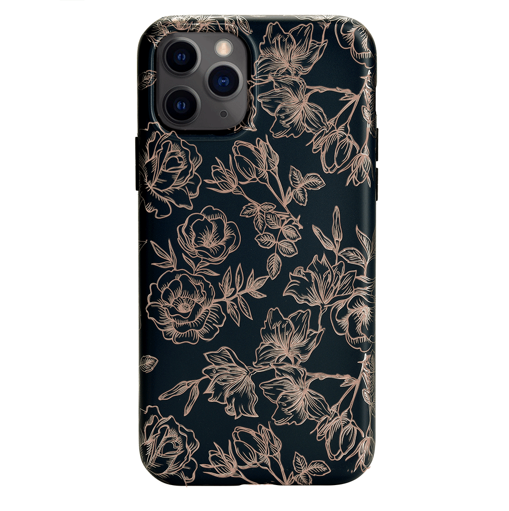 Floral Rose Gold Chrome iPhone Case