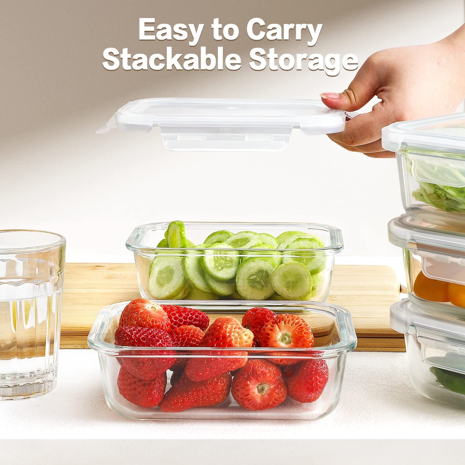 10 Pack Glass Meal Prep Containers, Glass Food Storage Containers with Lids, Airtight Glass Lunch Bento Boxes, BPA-Free & Leak Proof (10 lids & 10 Containers)