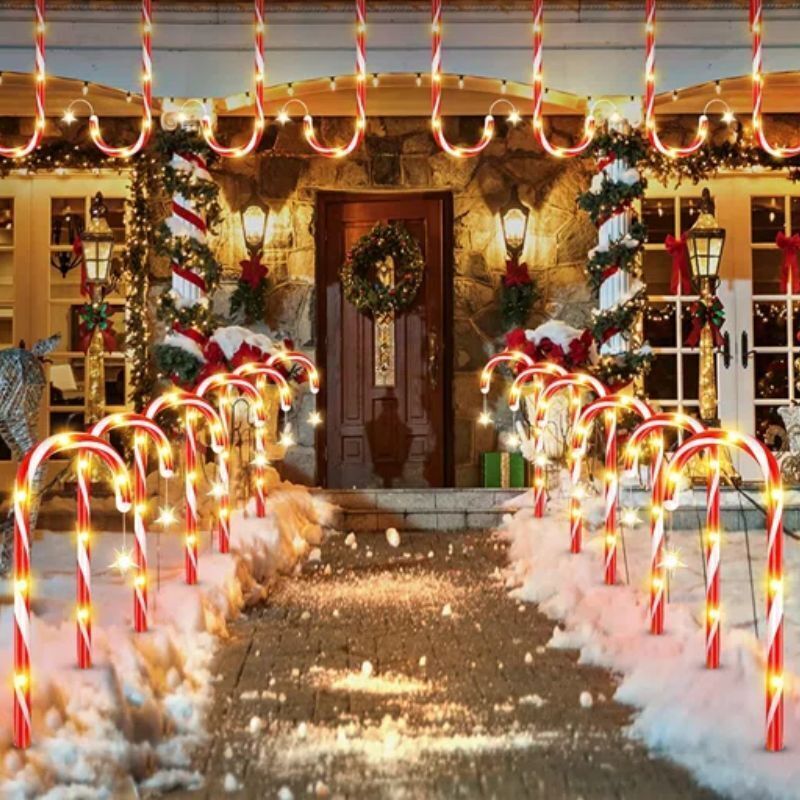 Solar Christmas Candy Cane Light