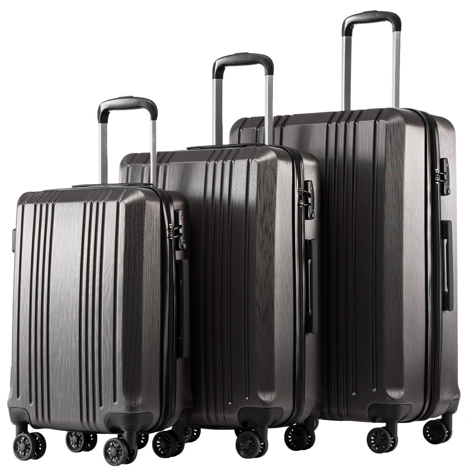 🔥Expandable Suitcase PC+ABS 3 Piece Set🔥Sliver gray