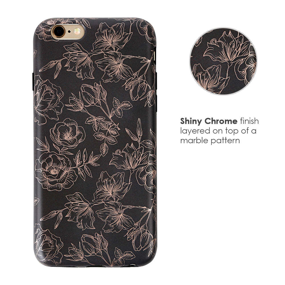 Floral Rose Gold Chrome iPhone Case