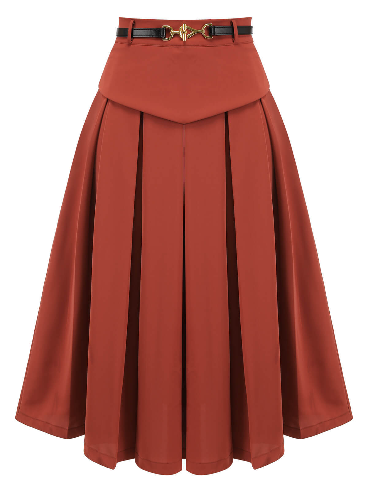 [Pre-Sale] 2PCS Orange Red 1950s Striped Blouse & Pleated Skirt