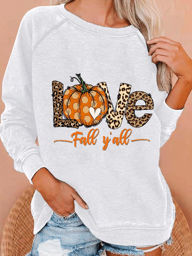 Women's IT'S FALL Y'ALL Print Casual Crewneck Sweatshirt