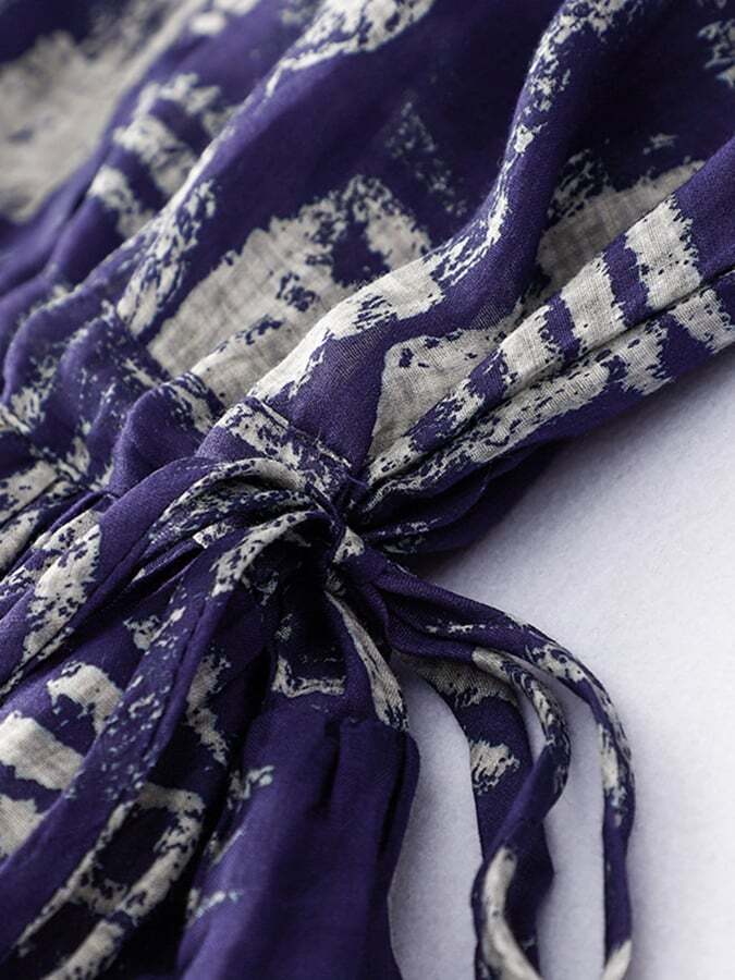 Cotton Linen Loose Gentle Style Loose 3/4 Sleeve Dress