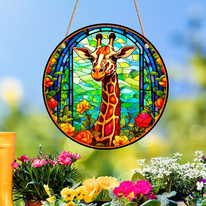 1pc, Giraffe Window Hangings,Giraffe Decor Gifts For Animal Lovers,Giraffe Suncatcher For Kitchen Bedroom Birthday Gift For Mom Grandma Aunt