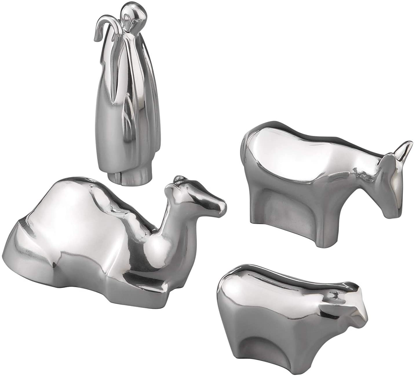 Nambe Holiday Collection Nativity Shepherd and Animals Set of 4