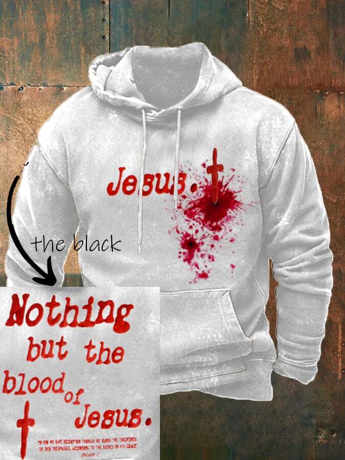 Men's Nothing But The Blood Halloween Print Casual Hoodie