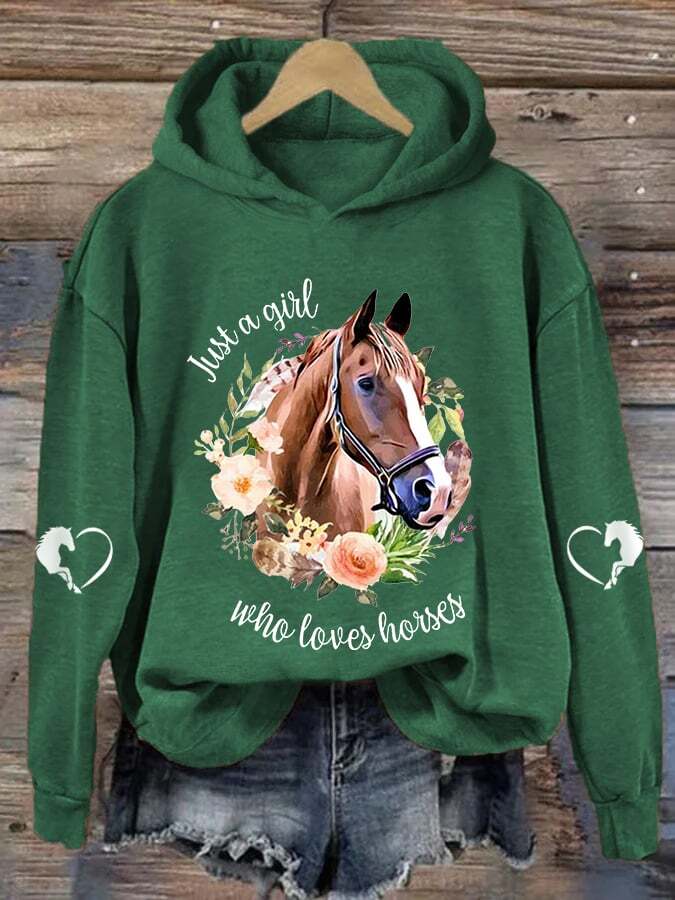Women's Just A Girl Who Loves Horses Casual Hoodie