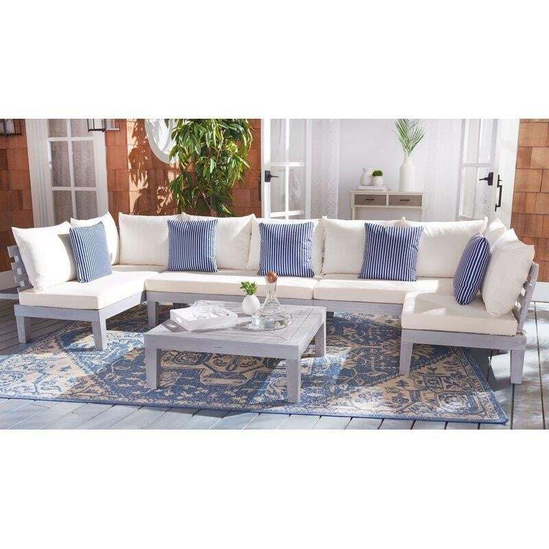 Greta Solid Wood 5 Person Seating Group with Cushions Discount Store