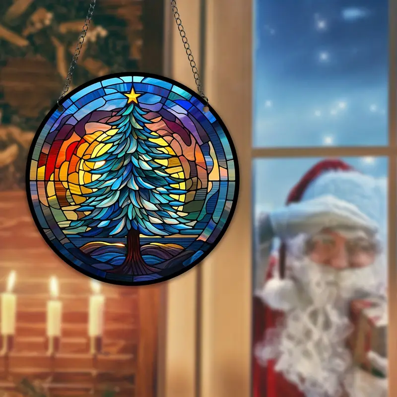 Suncatcher Acrylic Door Sign Hanging Decoration Christmas Tree