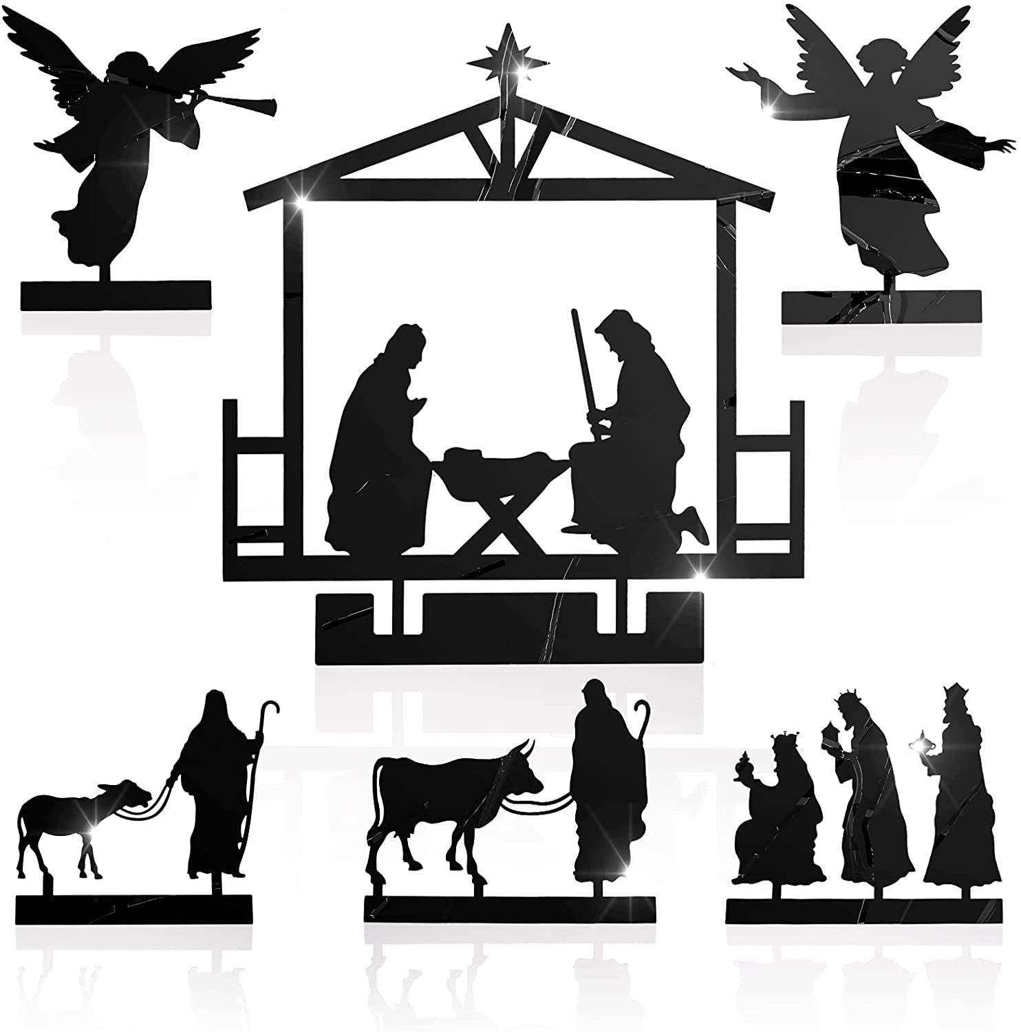 6 Pieces Christmas Nativity Metal Set Nativity Metal Decorations Chris ...