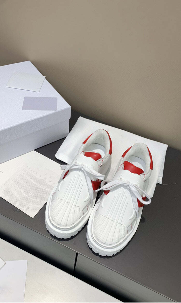 Biscuit Shoes Lace-up Platform Platform Casual White Shoes