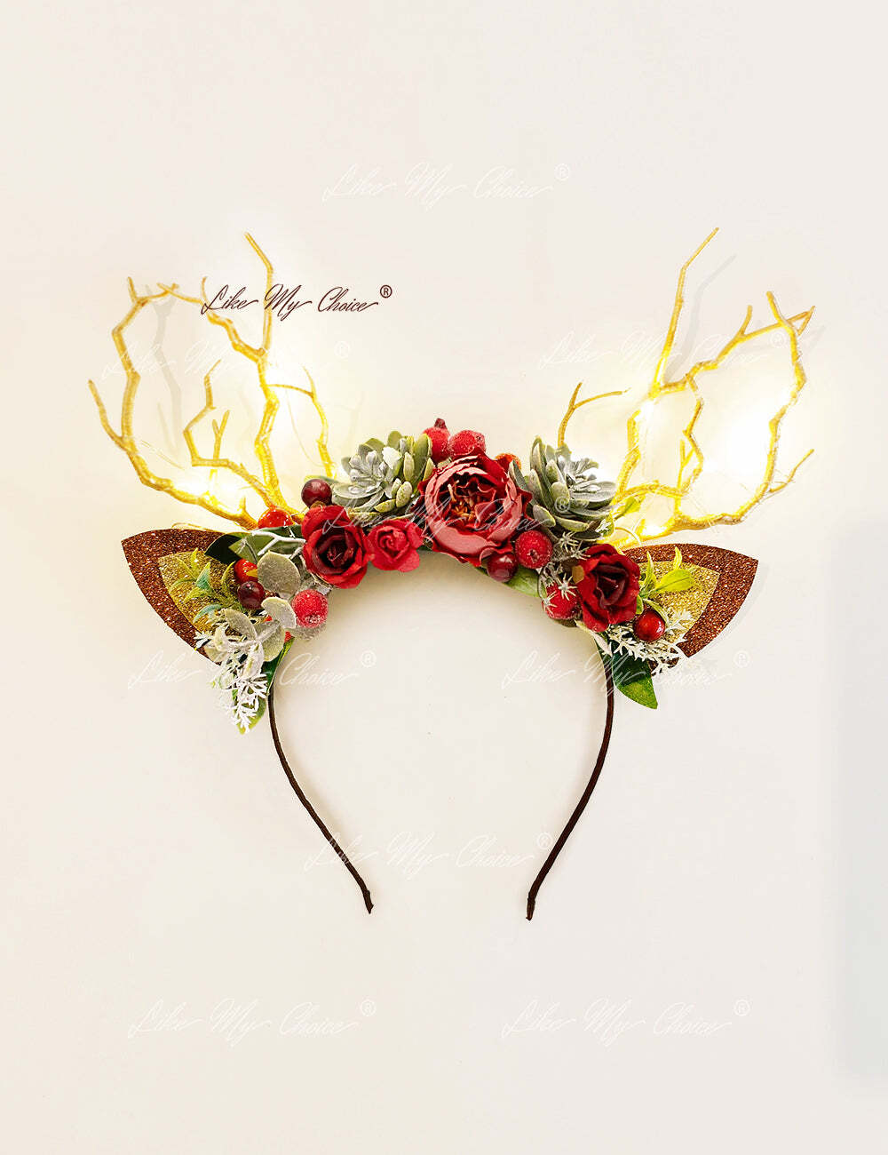 Rose Antler Christmas Reindeer Headband | LikeMyChoice®