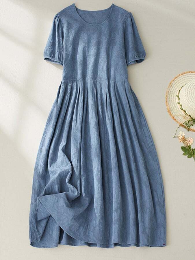 Jacquard Vintage Bubble Sleeve Dress