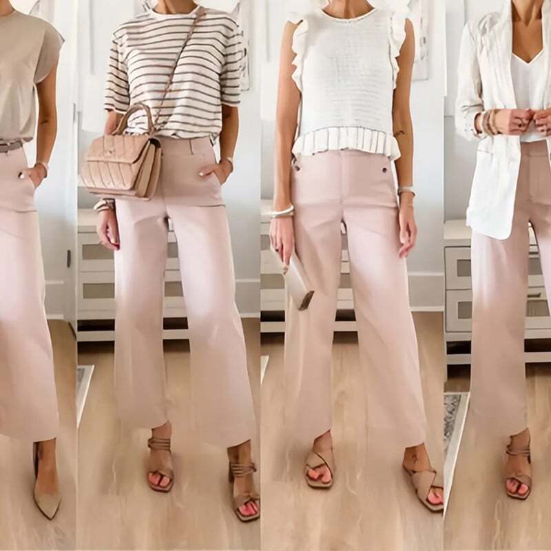 Stretch Twill Cropped Wide Leg Pants (BUY 4 FREE SHIPPING)