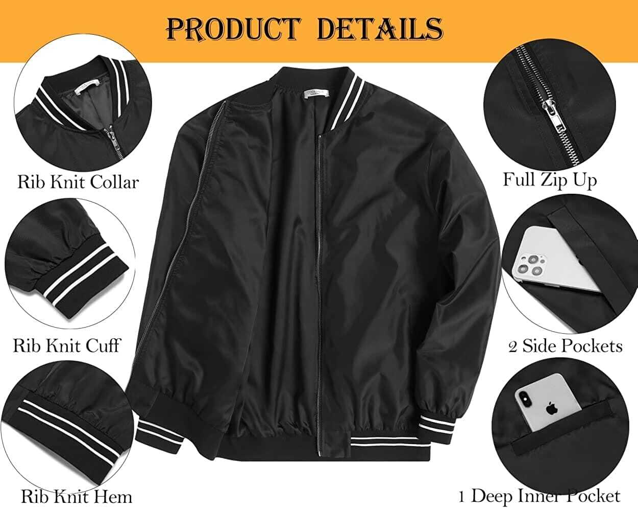 Lightweight Windbreaker Full Zip Jacket