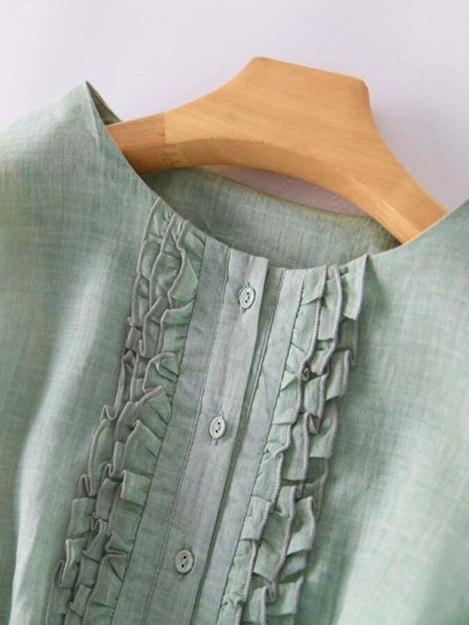 Cotton Linen Ruffle Dress