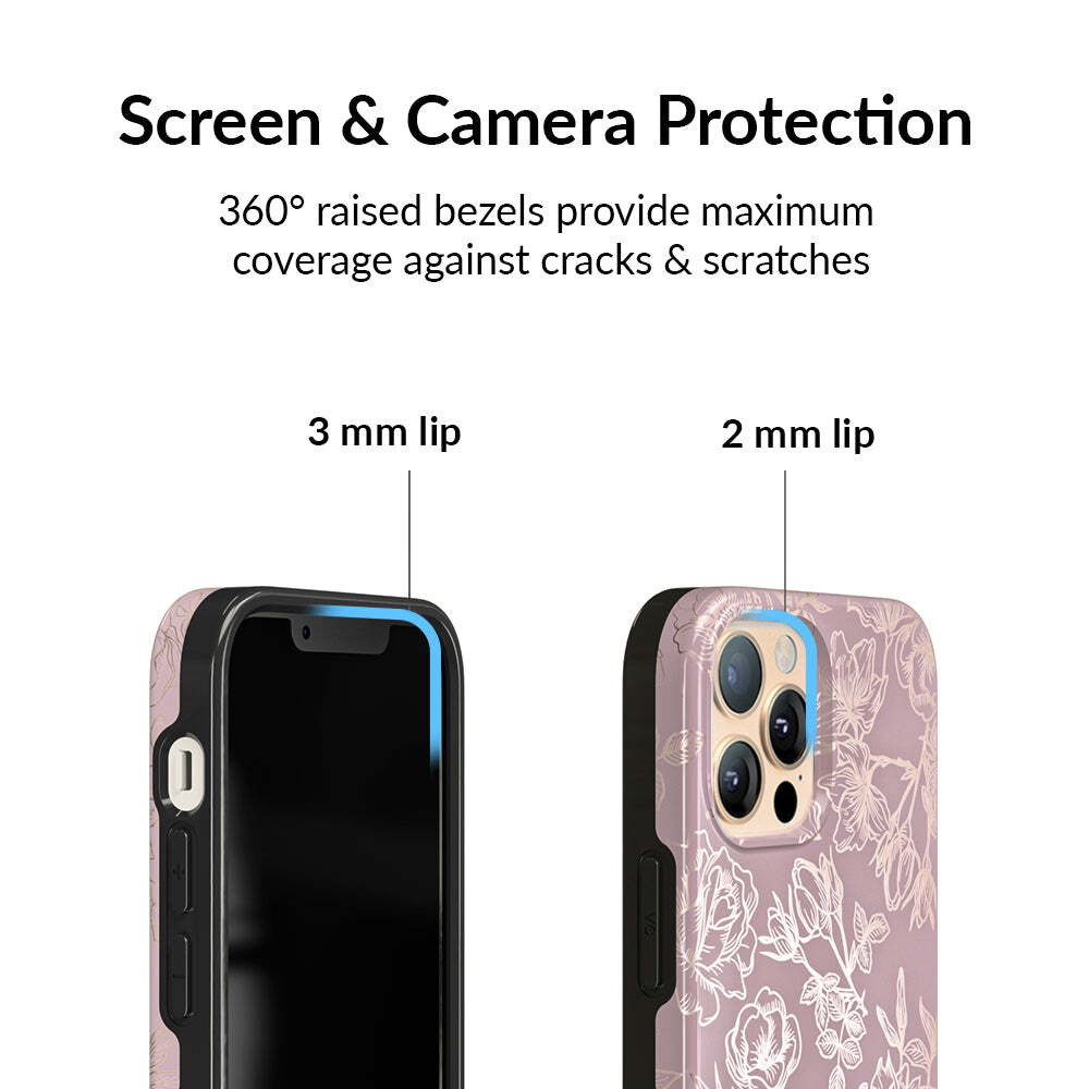 Dusty Rose Chrome Floral iPhone Case