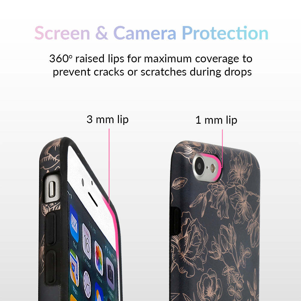 Floral Rose Gold Chrome iPhone Case