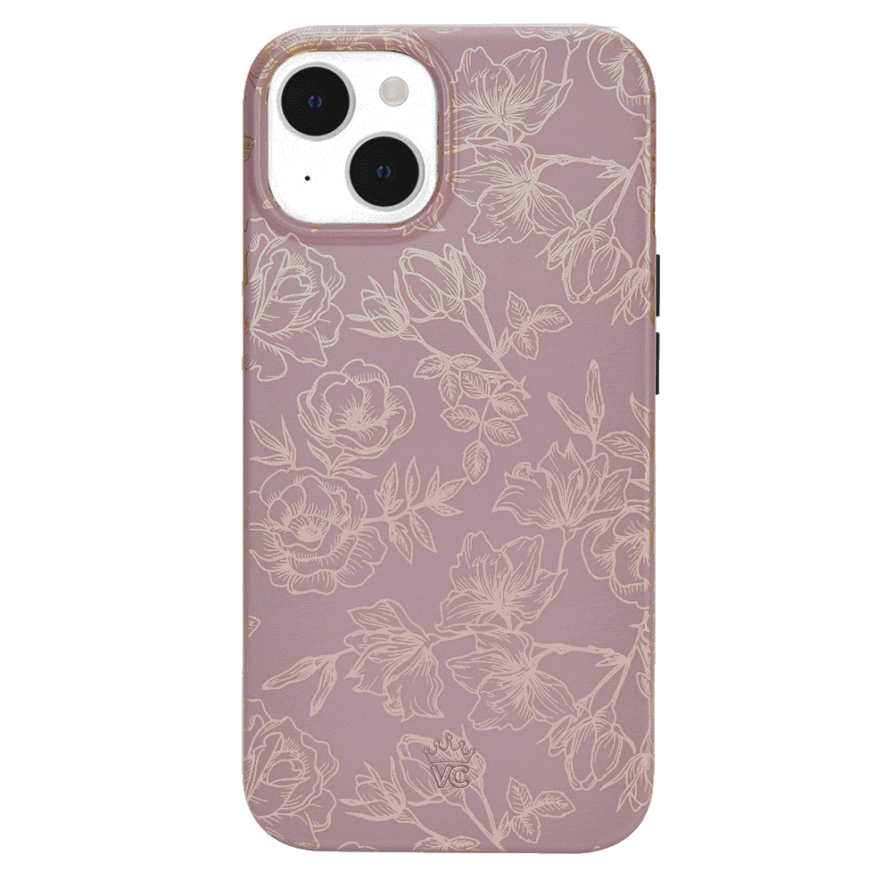 Dusty Rose Chrome Floral iPhone Case