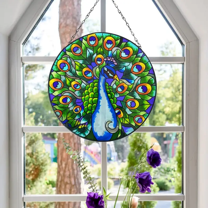 Acrylic Decor Window Hanging Suncatcher Home Decor Panel (Peacock)