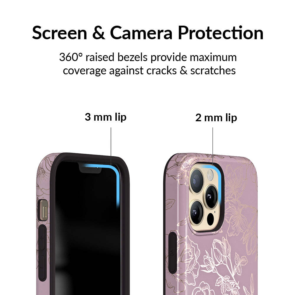 Dusty Rose Chrome Floral iPhone Case