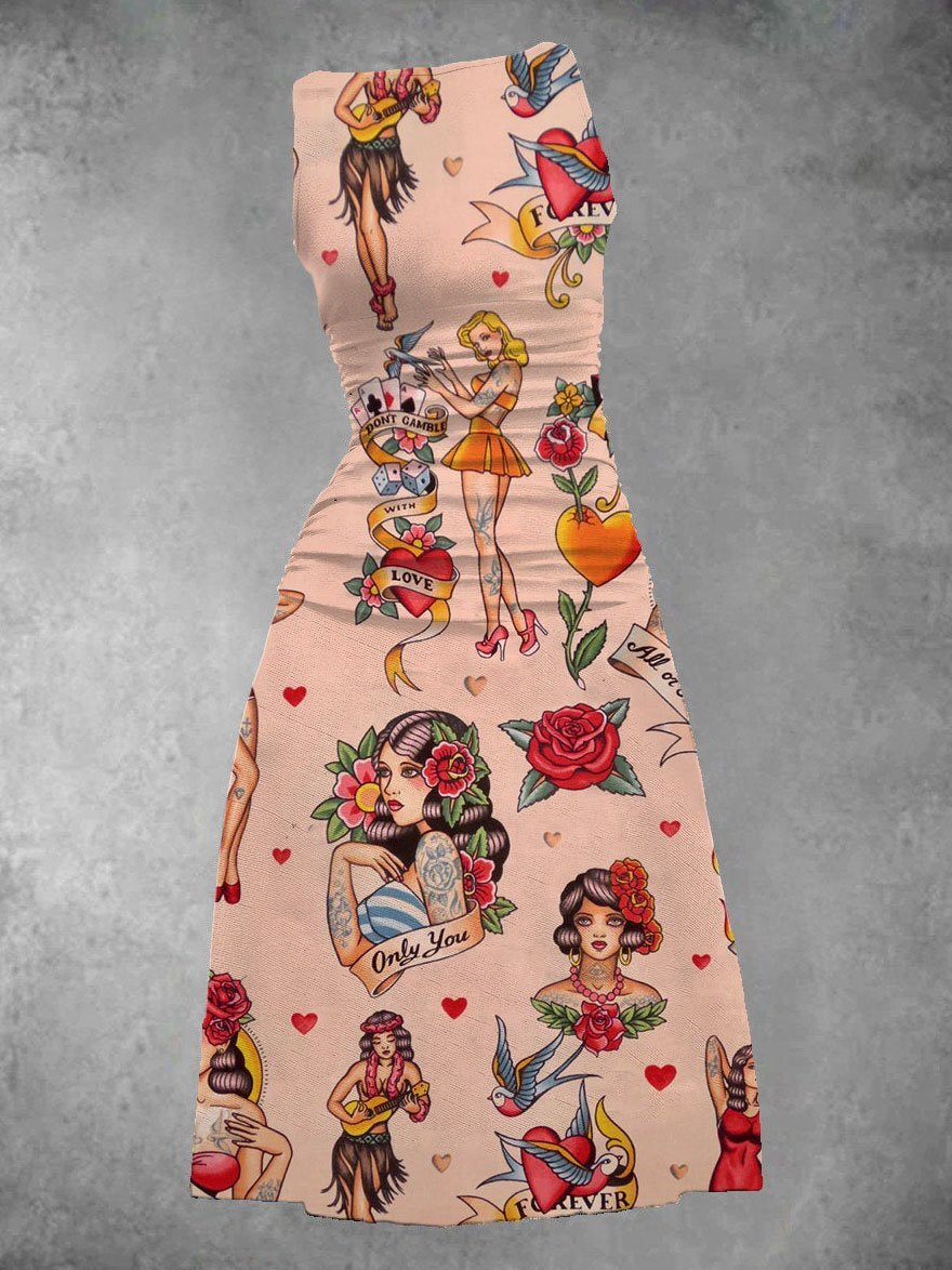Women'S Pin-Up Girl Tattoo Dress