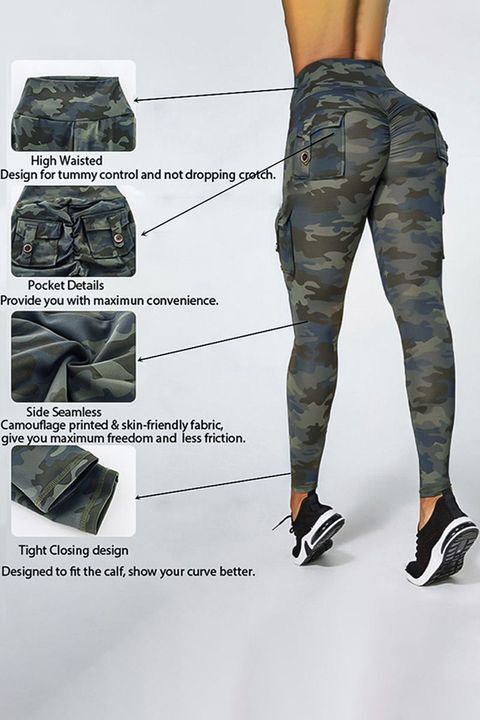 Camo Flap Pocket Design Scrunch Butt Sports Leggings